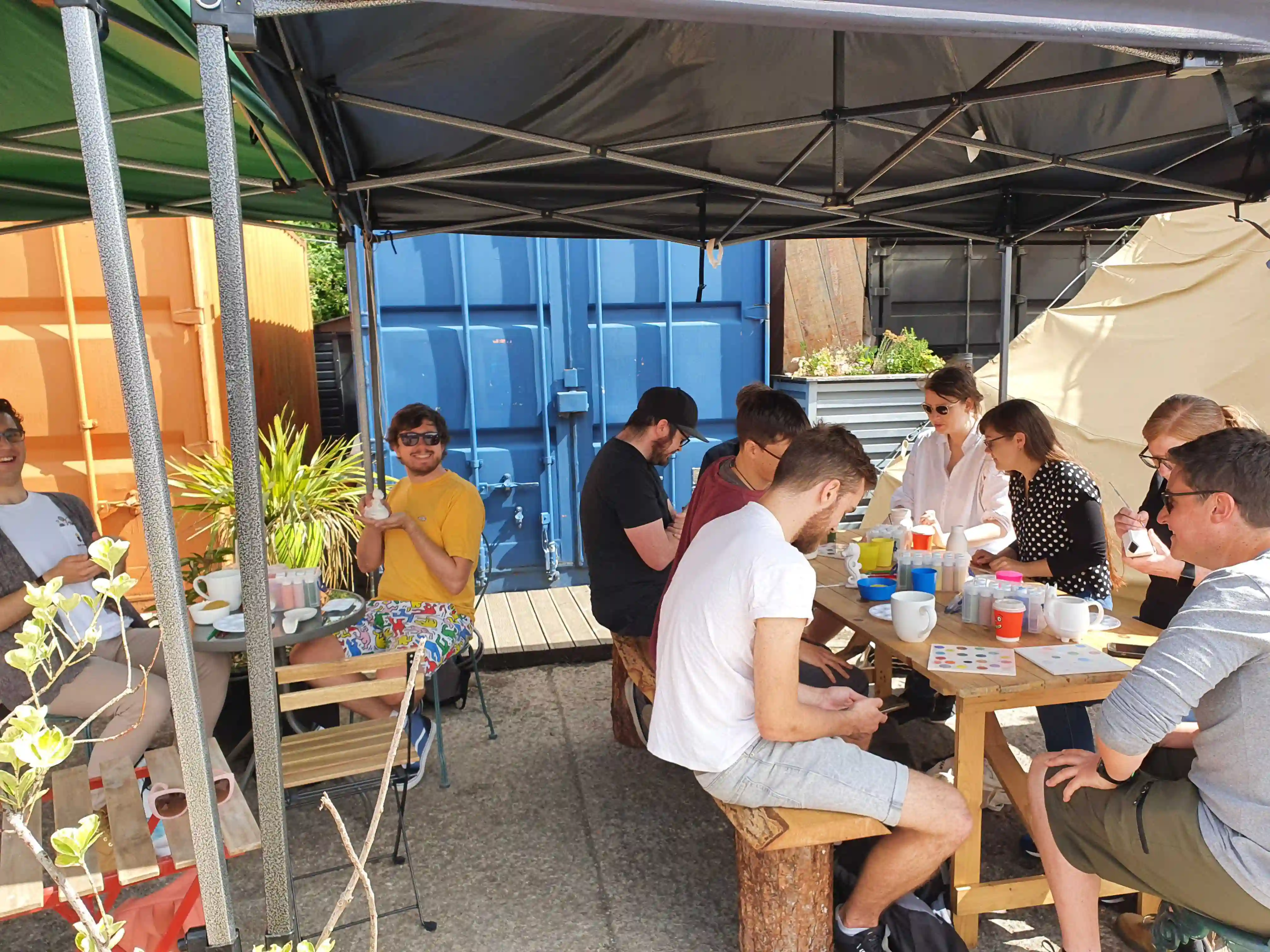 BigLemon Team painting pottery